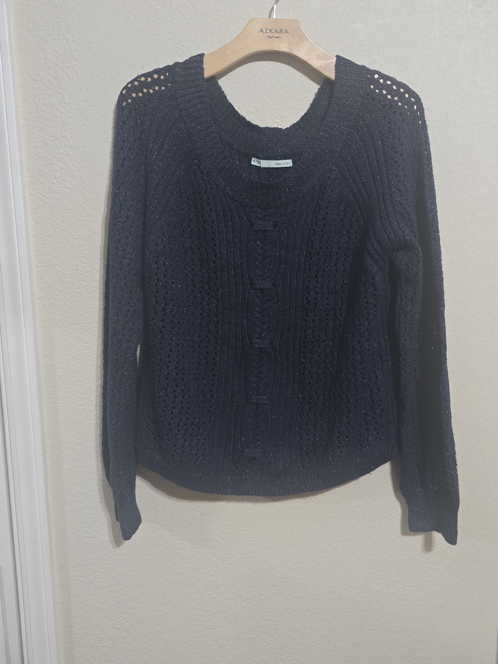 Maurices Navy Pointelle Crewneck Sweater